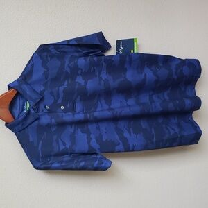 NWT Ben Hogan performance men's golf blue polo camouflage shirt size small